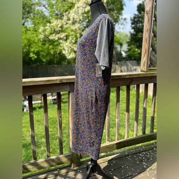 LuLaRoe Black and Gray Sheath Midi Dress Casual Short Sleeve - Picture 4 of 6